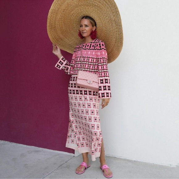 ZARA PINK GEOMETRIC PIRINT MAXI DRESS BLOGGER FAV - Picture 12 of 16